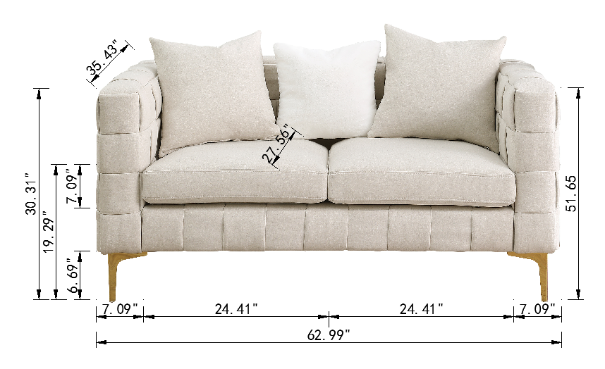 2052 Light Beige 2S Weave Sofa ,Contemporary Concept Sofa.Handcrafted Weave Sofa Beige Linen