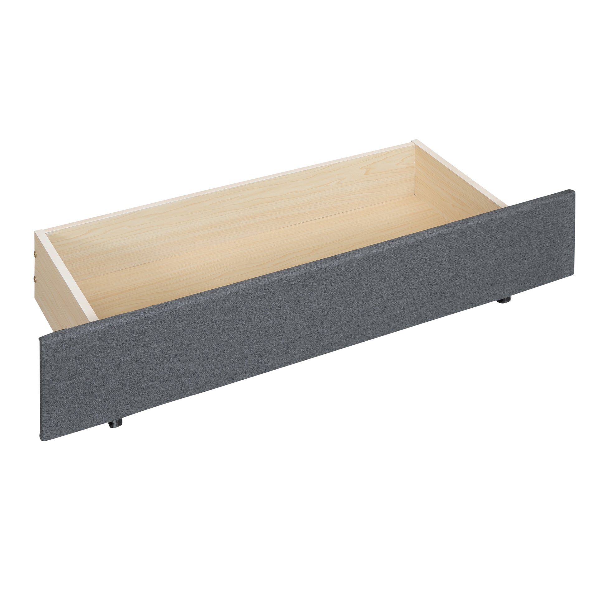 Queen Size Upholstered Platform Bed With Brick Pattern Headboard, With Twin Xl Size Trundle And 2 Drawers, Linen Fabric, Gray Gray Linen