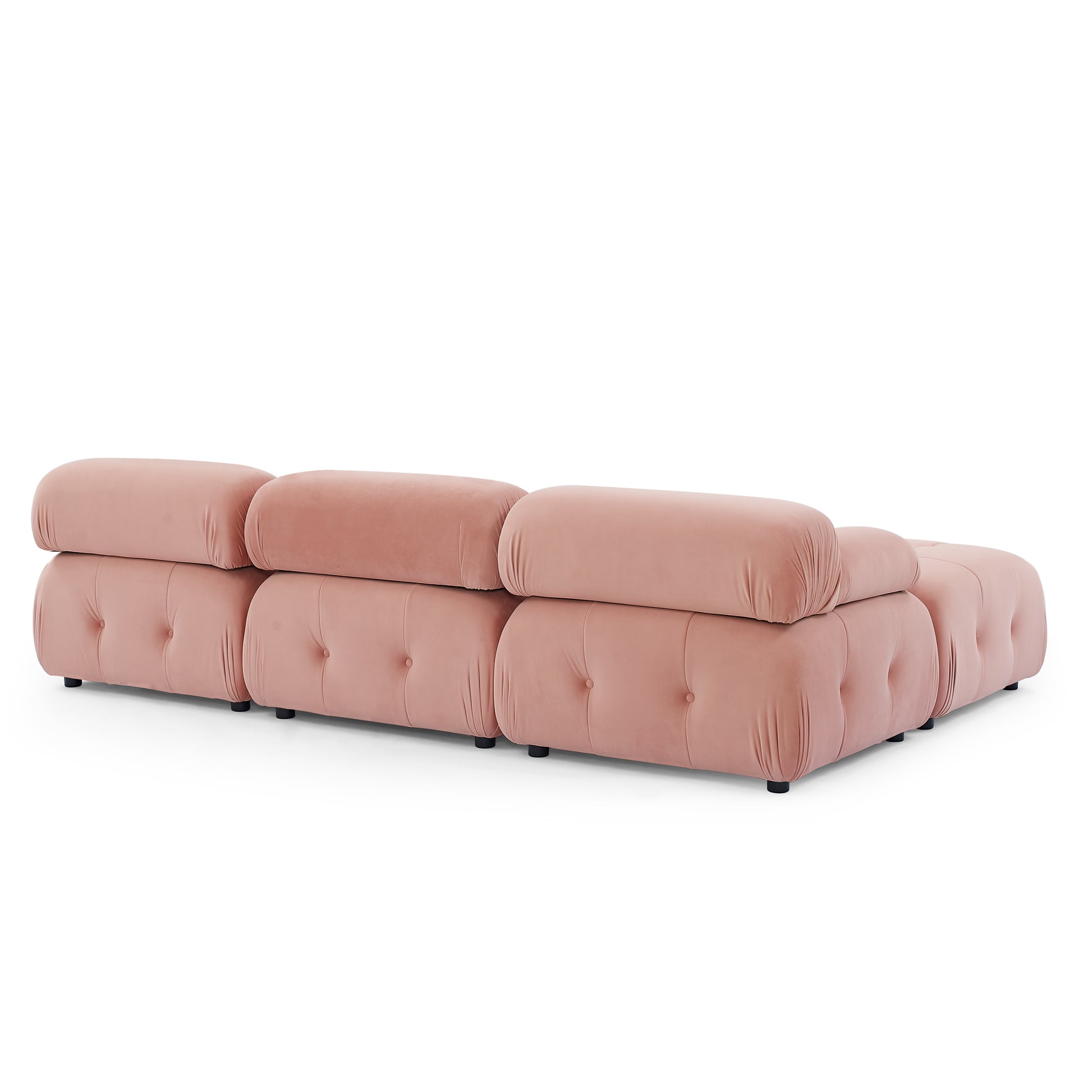 Modular Sectional Sofa, Button Tufted Designed And Diy Combination,L Shaped Couch With Reversible Ottoman, Pink Velvet Pink Velvet Wood Soft Tight Back Eucalyptus Pillow Top Arms Foam Spring