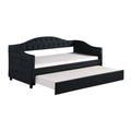 Upholstered Twin Size Daybed With Trundle, Dark Gray Twin Gray Upholstered