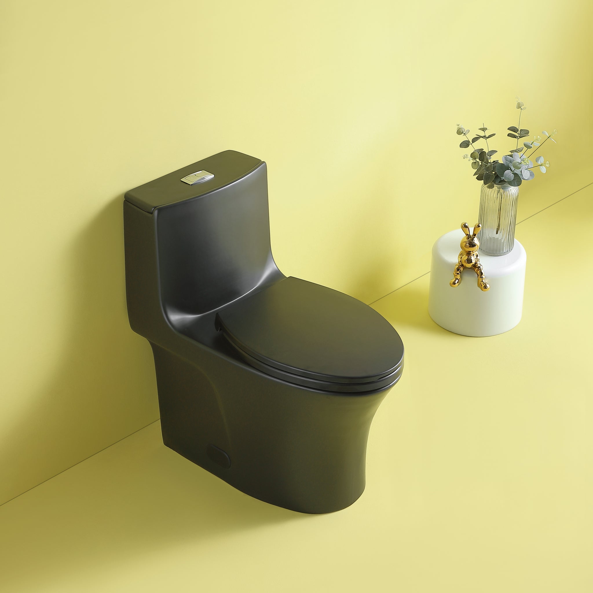 1.1 1.60 Gpf Dual Flush One Piece Toilet, Water Saving Elongated Comfort Height Floor Mounted, Soft Closing Seat, 1000 Gram Map Flushing Score Toilet, Matte Black 23T02 Mb Matt Black Ceramic