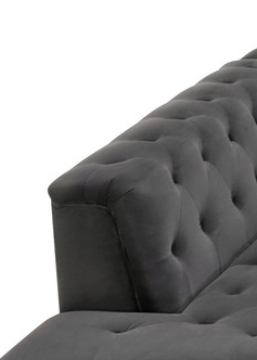 Mary 34.5" Dark Gray Velvet Tufted Chaise With 1 Accent Pillow Dark Gray Velvet