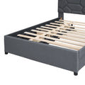 Full Size Upholstered Platform Bed With Brick Pattern Headboard, With Twin Size Trundle And 2 Drawers, Linen Fabric, Gray Gray Linen