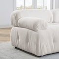 Modular Sectional Sofa, Button Tufted Designed And Diy Combination,L Shaped Couch With Reversible Ottoman, Ivory Teddy Fabric Ivory Polyester Wood Soft Tight Back Eucalyptus Pillow Top Arms Foam Spring