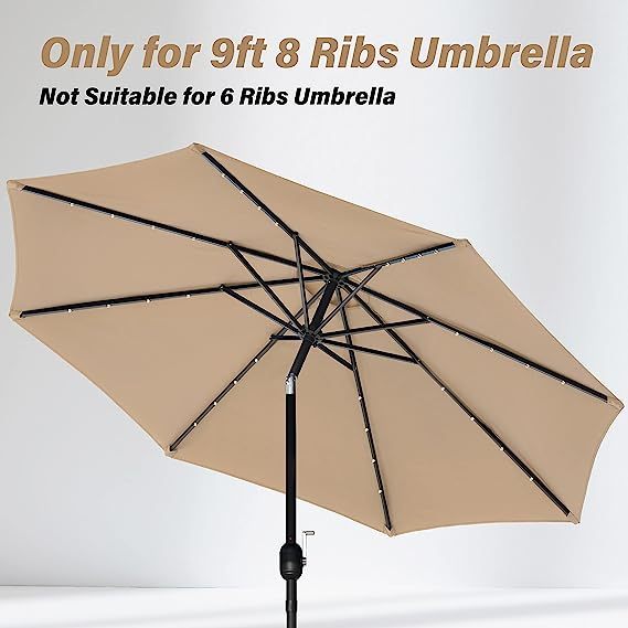 9' Patio Umbrella Replacement Canopy Outdoor Table Market Yard Umbrella Replacement Top Cover, Tan Tan Polyester