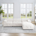 Modular Sectional Sofa, Button Tufted Designed And Diy Combination,L Shaped Couch With Reversible Ottoman, Ivory Teddy Fabric Ivory Polyester Wood Soft Tight Back Eucalyptus Pillow Top Arms Foam Spring