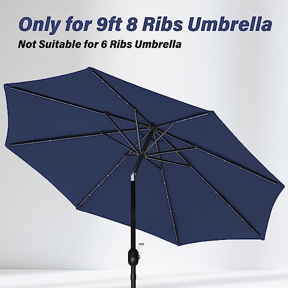 9' Patio Umbrella Replacement Canopy Outdoor Table Market Yard Umbrella Replacement Top Cover, Dark Blue Dark Blue Polyester