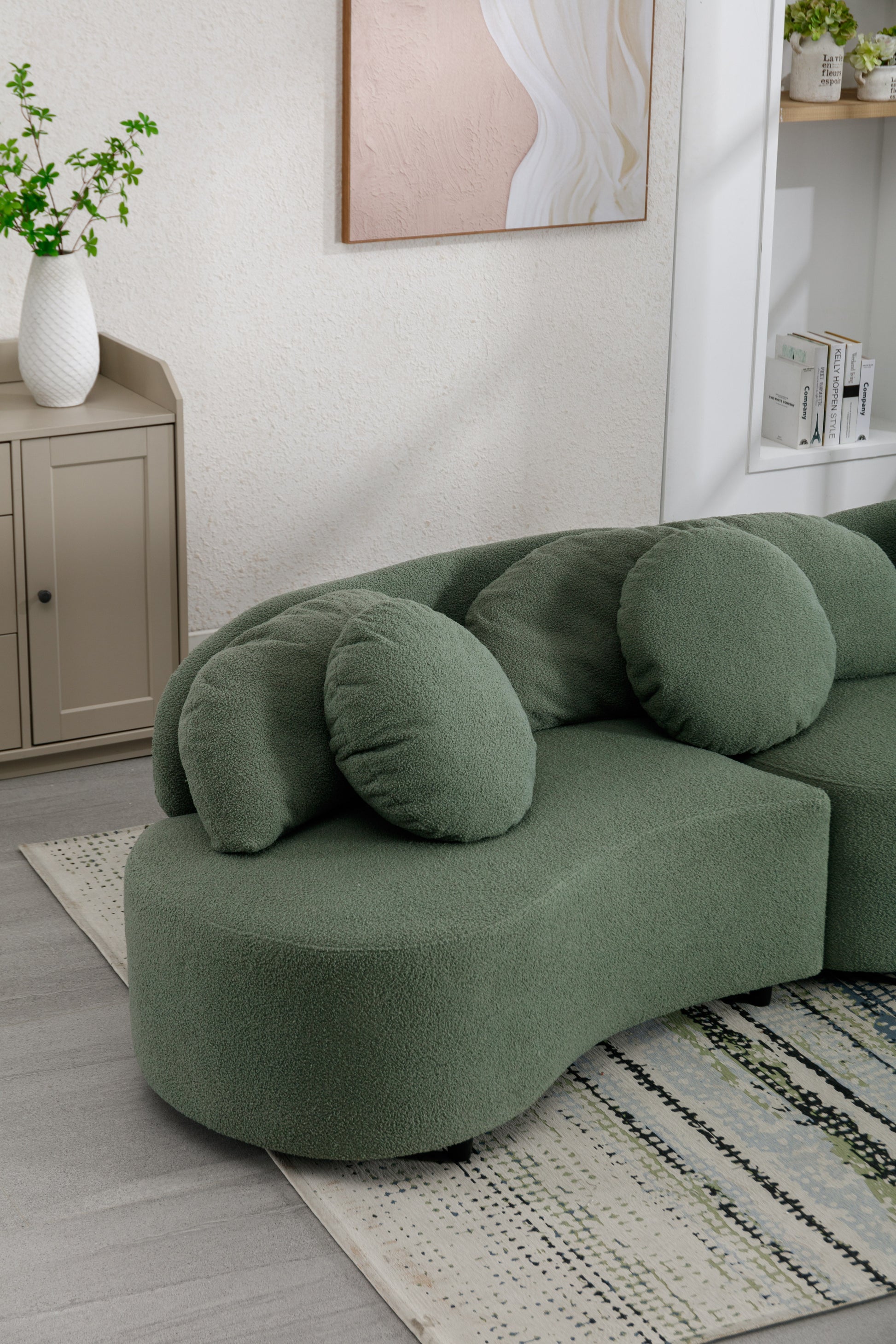 103.9" Modern Living Room Sofa Lamb Velvet Upholstered Couch Furniture For Home Or Office, Green Green Foam 2 Seat