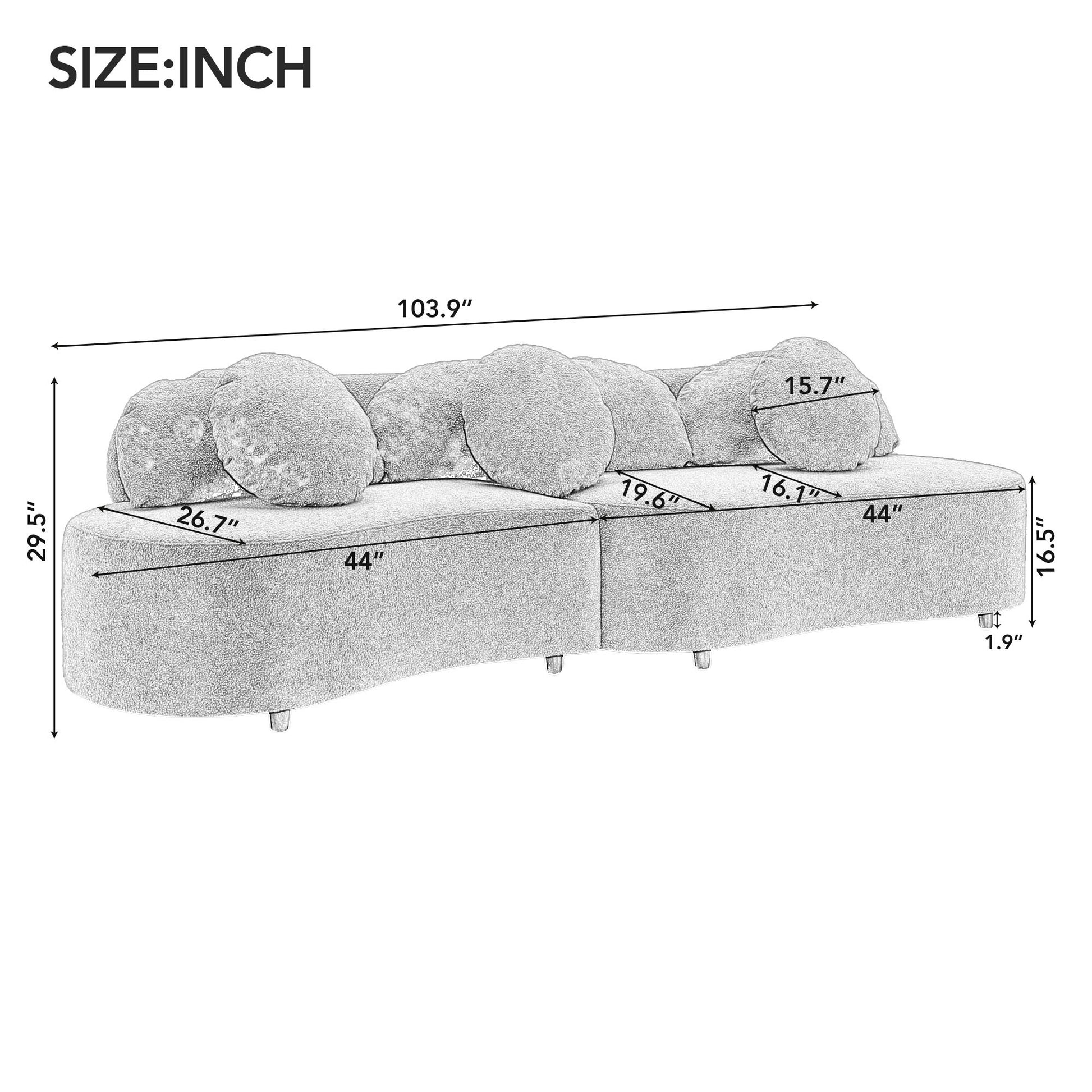 103.9" Modern Living Room Sofa Lamb Velvet Upholstered Couch Furniture For Home Or Office, Beige Beige Foam 2 Seat