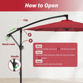 10Ft Offset Umbrella Cantilever Patio Hanging Umbrella Outdoor Market Umbrella With Crank & Cross Base Suitable For Garden, Lawn, Backyard And Deck, Red Red Stainless Steel