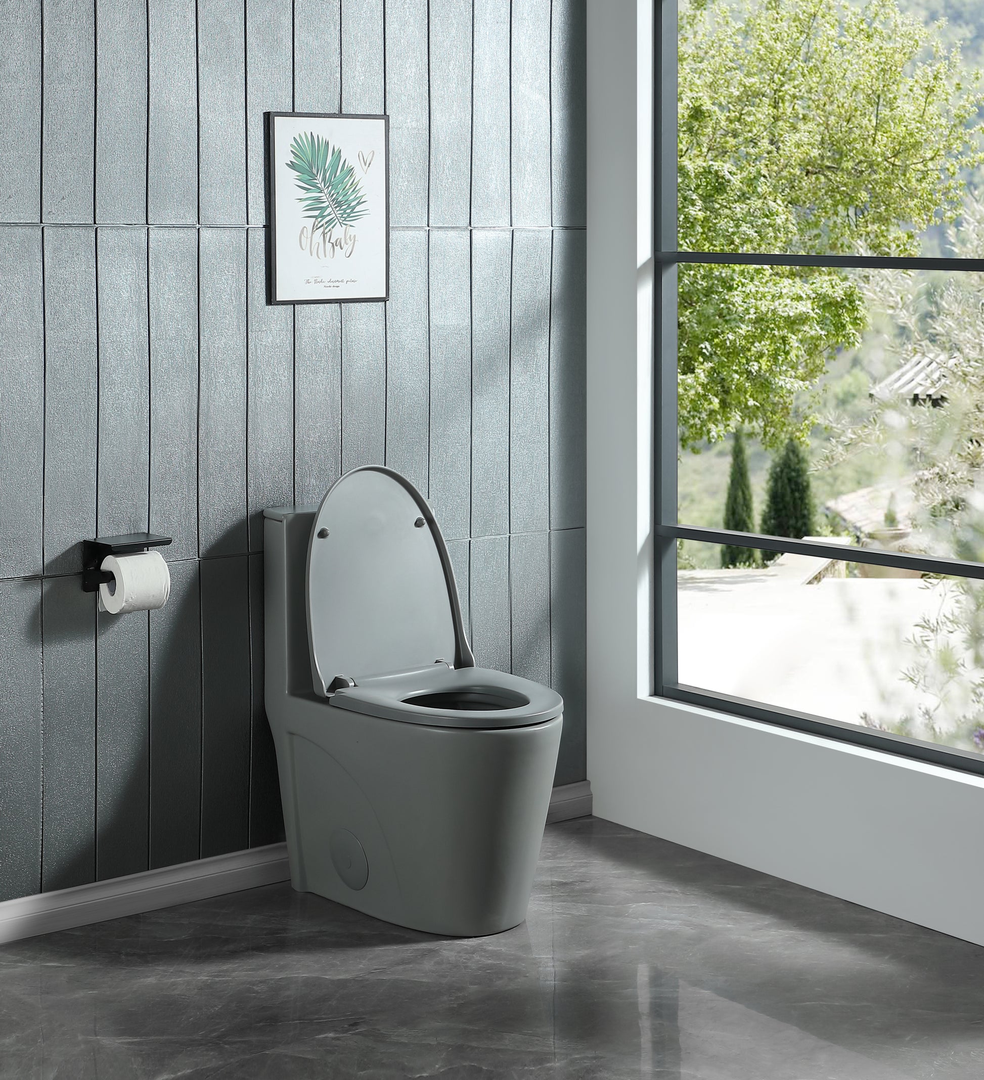 1.1 1.60 Gpf Dual Flush One Piece Toilet, Water Saving Elongated Comfort Height Floor Mounted, Soft Close 1000 Gram Map Flushing Score Toilet, Light Grey 23T01 Lg Light Grey Ceramic