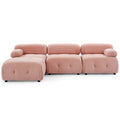 Modular Sectional Sofa, Button Tufted Designed And Diy Combination,L Shaped Couch With Reversible Ottoman, Pink Velvet Pink Velvet Wood Soft Tight Back Eucalyptus Pillow Top Arms Foam Spring