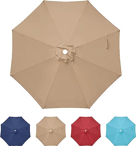 9' Patio Umbrella Replacement Canopy Outdoor Table Market Yard Umbrella Replacement Top Cover, Tan Tan Polyester