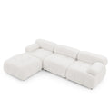 Modular Sectional Sofa, Button Tufted Designed And Diy Combination,L Shaped Couch With Reversible Ottoman, Ivory Teddy Fabric Ivory Polyester Wood Soft Tight Back Eucalyptus Pillow Top Arms Foam Spring