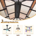 12X16Ft Hardtop Gazebo, Permanent Outdoor Gazebo With Polycarbonate Double Roof, Aluminum Gazebo Pavilion With Curtain And Net For Garden, Patio, Lawns, Deck, Backyard Wood Looking Yellow Brown Metal