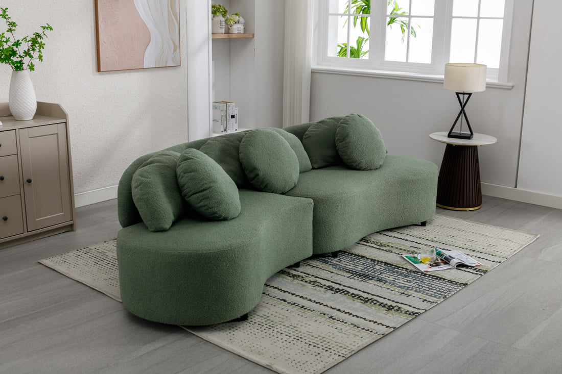 103.9" Modern Living Room Sofa Lamb Velvet Upholstered Couch Furniture For Home Or Office, Green Green Foam 2 Seat