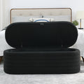 Video Welike Length 45.5 Inchesstorage Ottoman Bench Upholstered Fabric Storage Bench End Of Bed Stool With Safety Hinge For Bedroom, Living Room, Entryway, Black Teddy. Black Foam Fabric