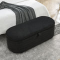 Video Welike Length 45.5 Inchesstorage Ottoman Bench Upholstered Fabric Storage Bench End Of Bed Stool With Safety Hinge For Bedroom, Living Room, Entryway, Black Teddy. Black Foam Fabric