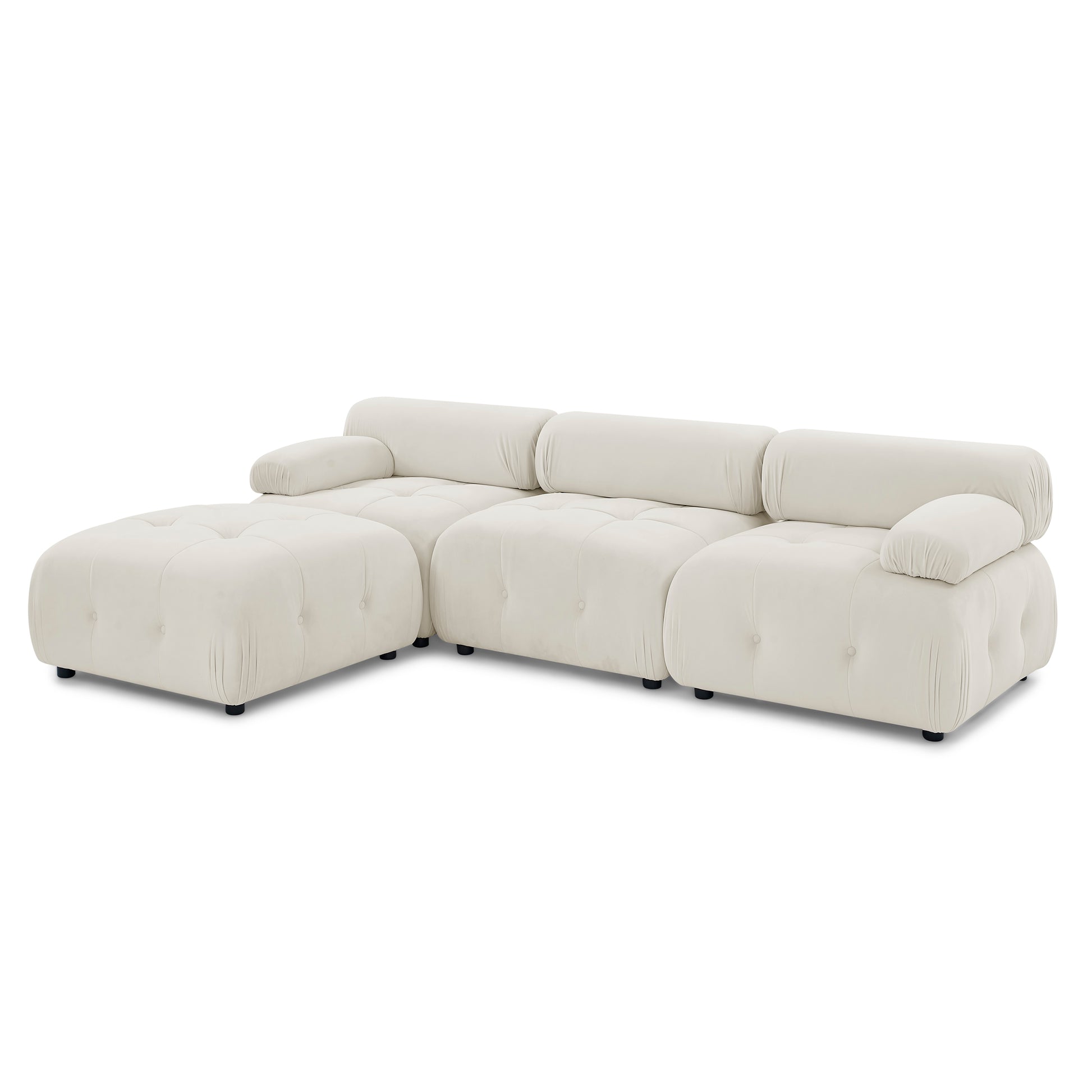 Modular Sectional Sofa, Button Tufted Designed And Diy Combination,L Shaped Couch With Reversible Ottoman, Beige Velvet Beige Velvet Wood Soft Tight Back Eucalyptus Pillow Top Arms Foam Spring