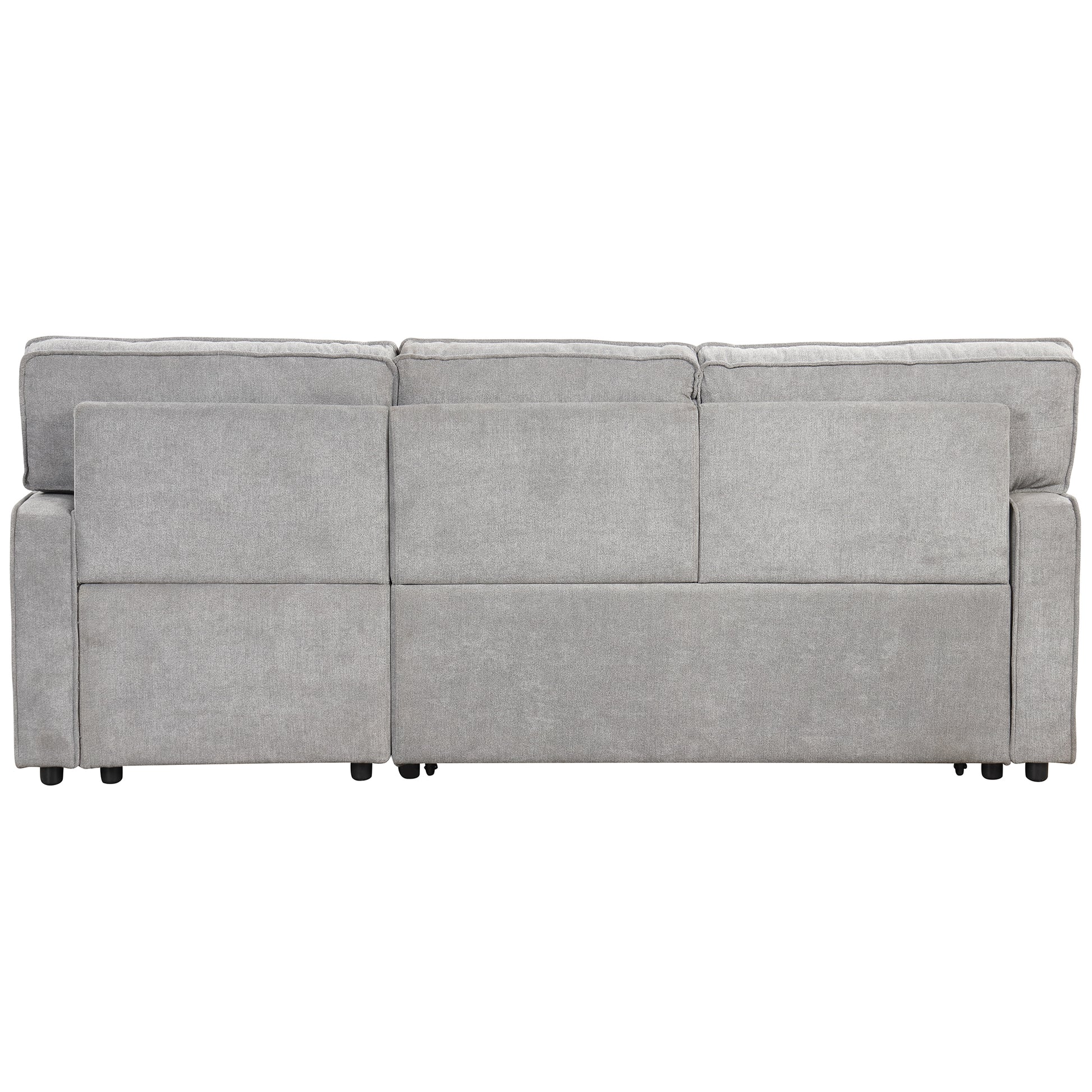 Upholstery Sleeper Sectional Sofa With Storage Space, Usb Port, 2 Cup Holders On Back Cushions Same Sku Wy000335Aae Gray Wood Square Arms Polyester 3 Seat