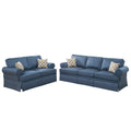 2 Pcs Sofa Set In Blue Blue Fabric