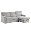 Upholstery Sleeper Sectional Sofa With Storage Space, Usb Port, 2 Cup Holders On Back Cushions Same Sku Wy000335Aae Gray Wood Square Arms Polyester 3 Seat