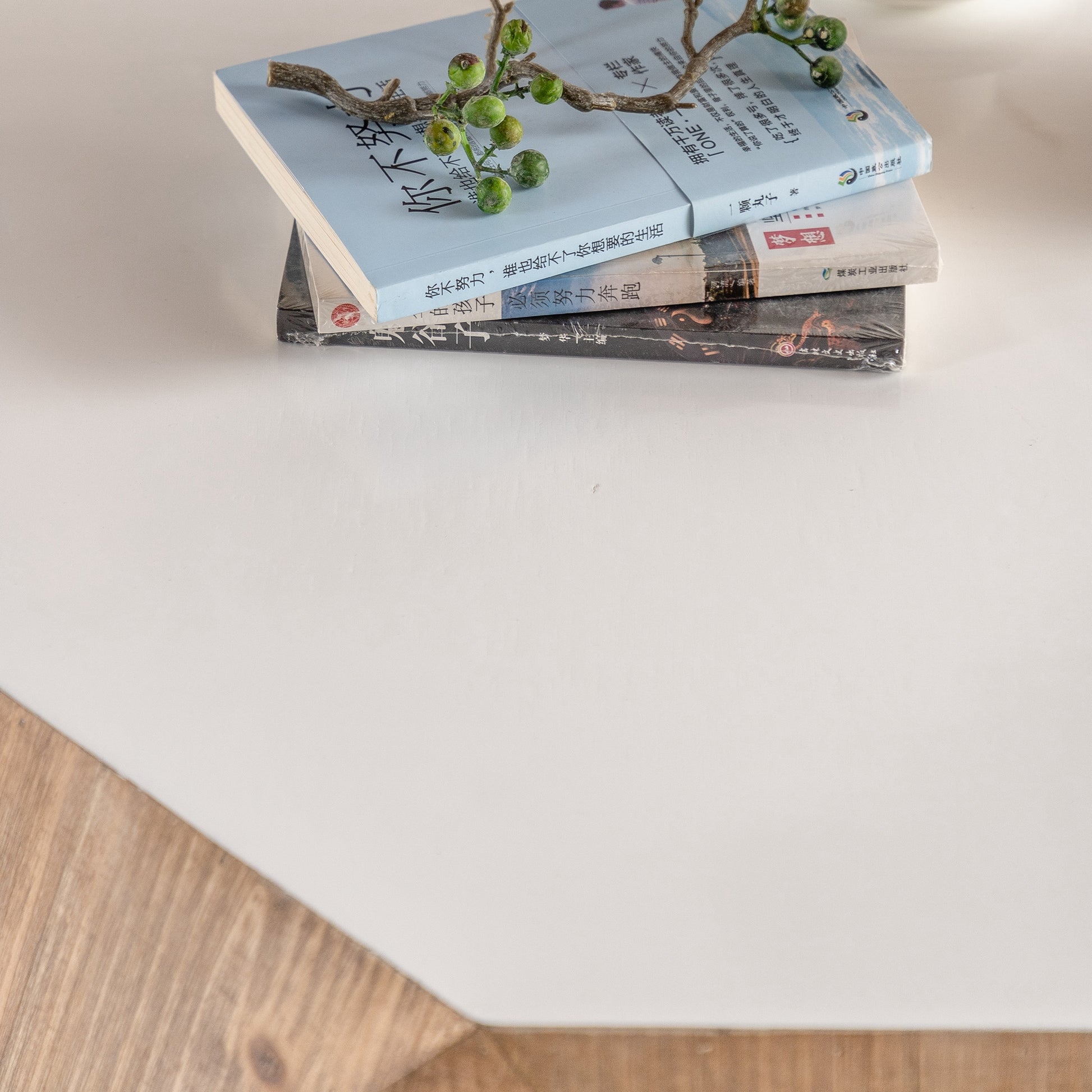 38"Three Dimensional Embossed Pattern Design American Retro Style Coffee Table,White Tabletop Same Sku:W757P151417 White Oak Mdf