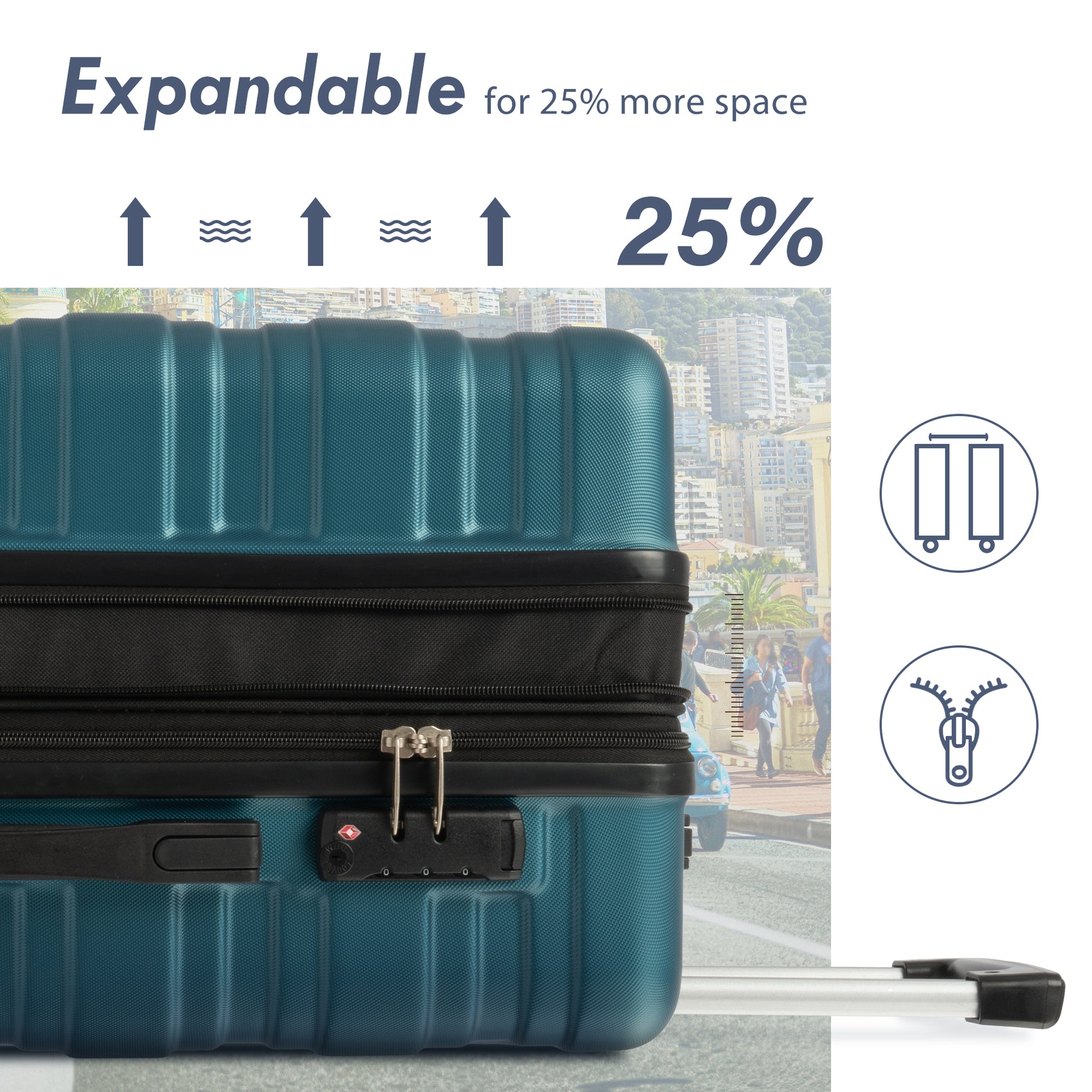 Luggage With Tsa Lock Spinner Wheels Hardside Expandable Luggage Travel Suitcase Check In Luggage Abs 28" Antique Blue Green Abs