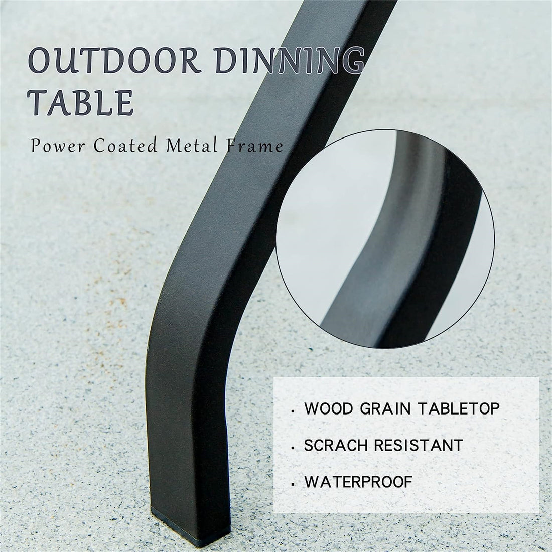 Outdoor Patio Dining Table Square Metal Table With Umbrella Hole And Wood Look Tabletop For Porch,Garden,Backyard,Balcony 1 Table Beige Wood