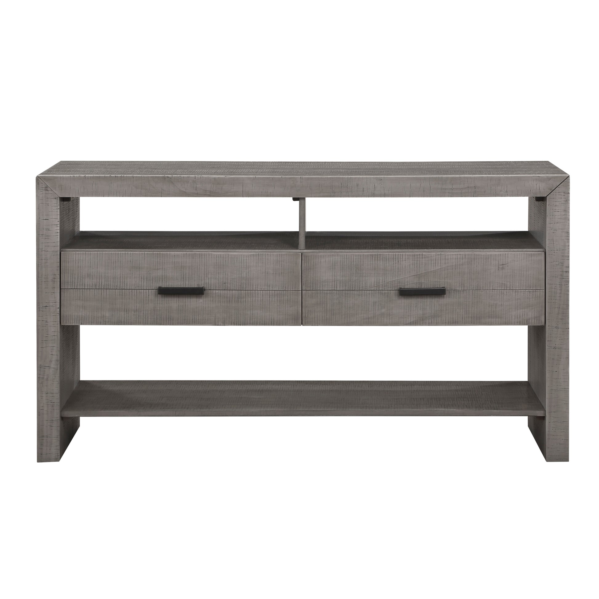 Modern Rustic Design 1Pc Server Of 2X Drawers 3X Shelves Gray Finish Wooden Dining Room Furniture Gray Dining Room Modern Open Storage Wood