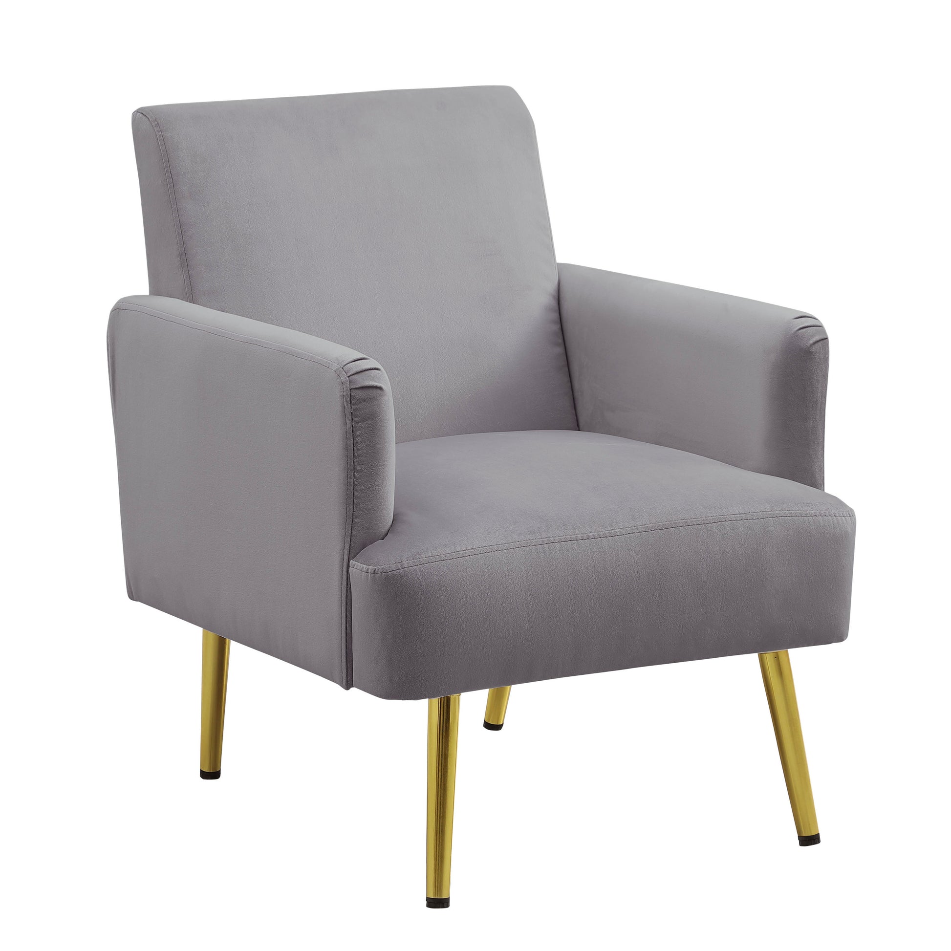 Reading Armchair Living Room Comfy Accent Chairs, Bedroom Chairs For Office Bedroom With Arm Rest, Lounge Chair For Office And Study Gray Velvet