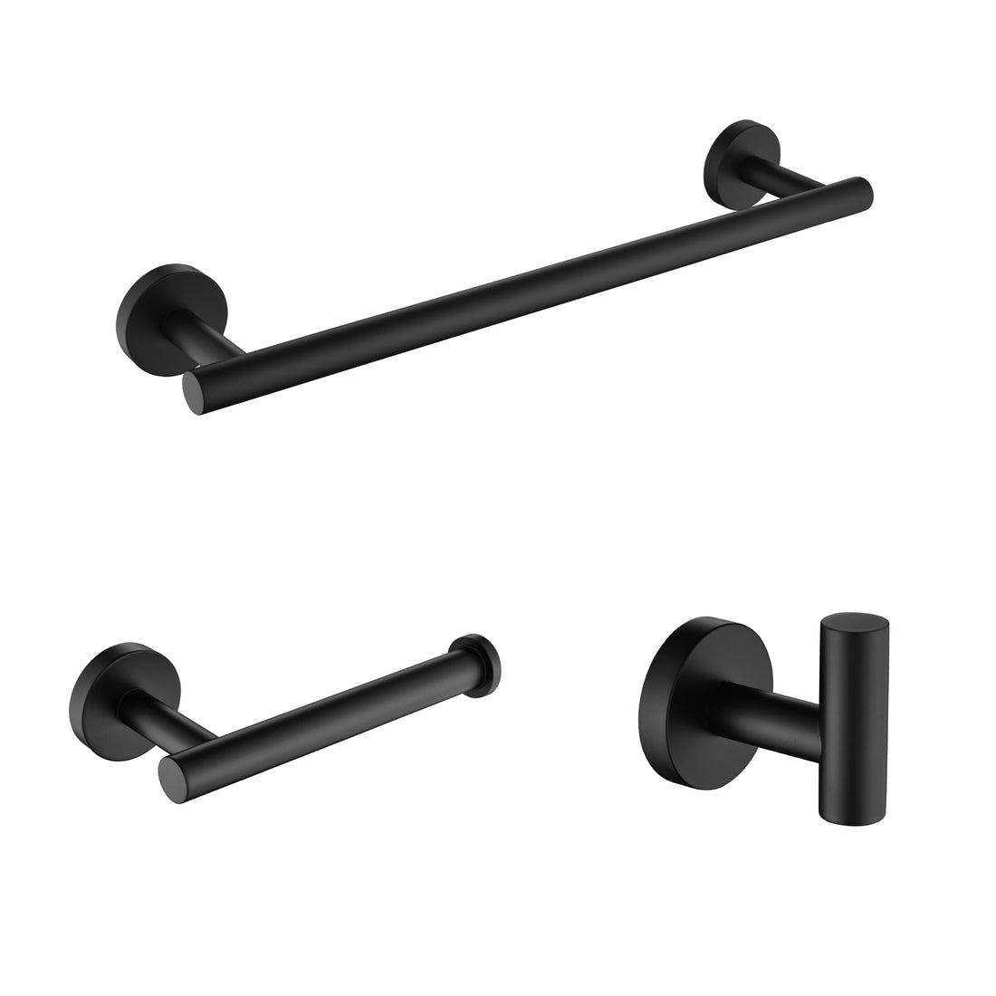 3 Piece Bathroom Hardware Set Matte Black Stainless Steel