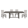 Rustic Design Dining Table 5Pc Set Gray Finish Table W Extension Leaf And 4X Fabric Upholstered Side Chairs Modern Dining Room Furniture Wood Wood Gray Seats 4 Wood Dining Room Extendable Modern Rectangular Dining Table With Chair Wood