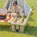 Khaki Color Ice Cooler Box 65Qt Camping Ice Chest Beer Box Outdoor Fishing Cooler Khaki Abs Plastic