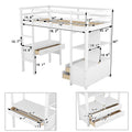 Twin Size Loft Bed With Built In Desk With Two Drawers, And Storage Shelves And Drawers,White Box Spring Not Required Twin White Wood Bedroom Bed Frame Solid Wood Mdf Pine