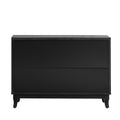 Sideboard With Glass Doors, 3 Door Mirrored Buffet Cabinet With Silver Handle For Living Room, Hallway, Dining Room Black Black Mdf