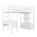 Twin Size Loft Bed With Built In Desk With Two Drawers, And Storage Shelves And Drawers,White Box Spring Not Required Twin White Wood Bedroom Bed Frame Solid Wood Mdf Pine