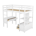 Twin Size Loft Bed With Built In Desk With Two Drawers, And Storage Shelves And Drawers,White Box Spring Not Required Twin White Wood Bedroom Bed Frame Solid Wood Mdf Pine