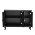 Sideboard With Glass Doors, 3 Door Mirrored Buffet Cabinet With Silver Handle For Living Room, Hallway, Dining Room Black Black Mdf