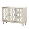 Sideboard With Glass Doors, 3 Door Mirrored Buffet Cabinet With Silver Handle For Living Room, Hallway, Dining Room Champagne Gold Champagne Mdf