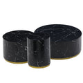 Modern Faux Marble Coffee Tables For Living Room, 35.43Inch Accent Tea Tables With Gold Metal Base Black Black Mdf