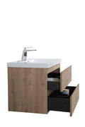 36'' Wall Mounted Bathroom Vanity In Natural Wood Natural Wood Melamine