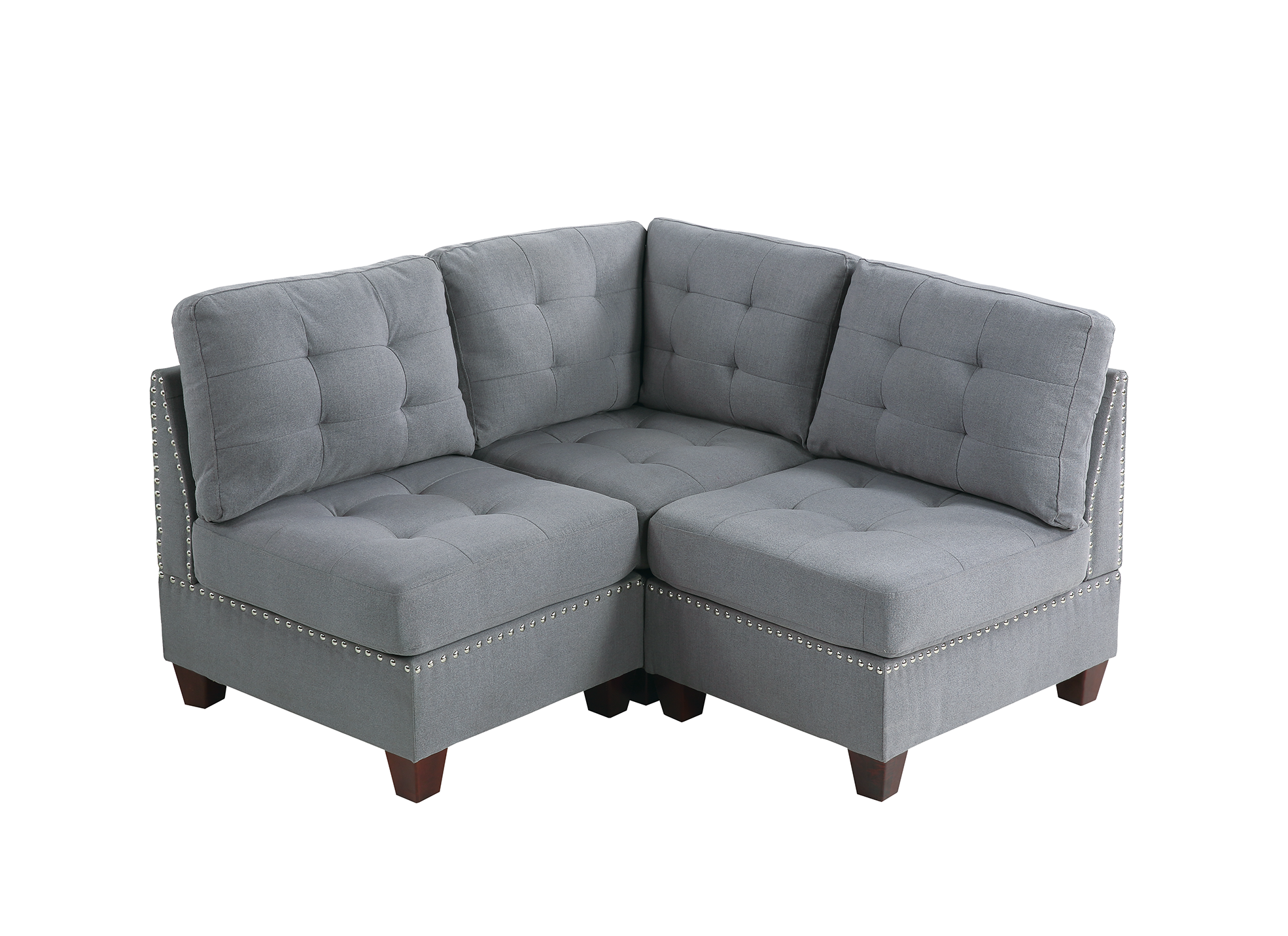 Modular Set 3Pc In Gray Gray Fabric