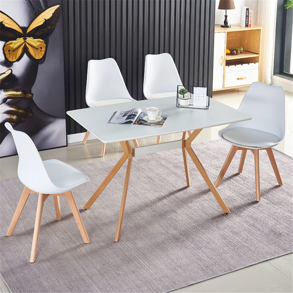 Modern Minimalist Styledining Table Mdf Anti Scratch Top Metal Shelf Metal Heat Transfer Legs Leveling Feet For Dining Room Kitchen Office Table X 1 White White Mdf Mdf