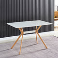 Modern Minimalist Styledining Table Mdf Anti Scratch Top Metal Shelf Metal Heat Transfer Legs Leveling Feet For Dining Room Kitchen Office Table X 1 White White Mdf Mdf