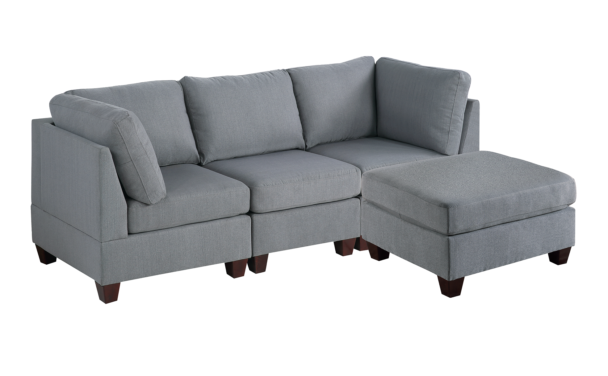 Modular Set 4Pc In Gray Gray Fabric