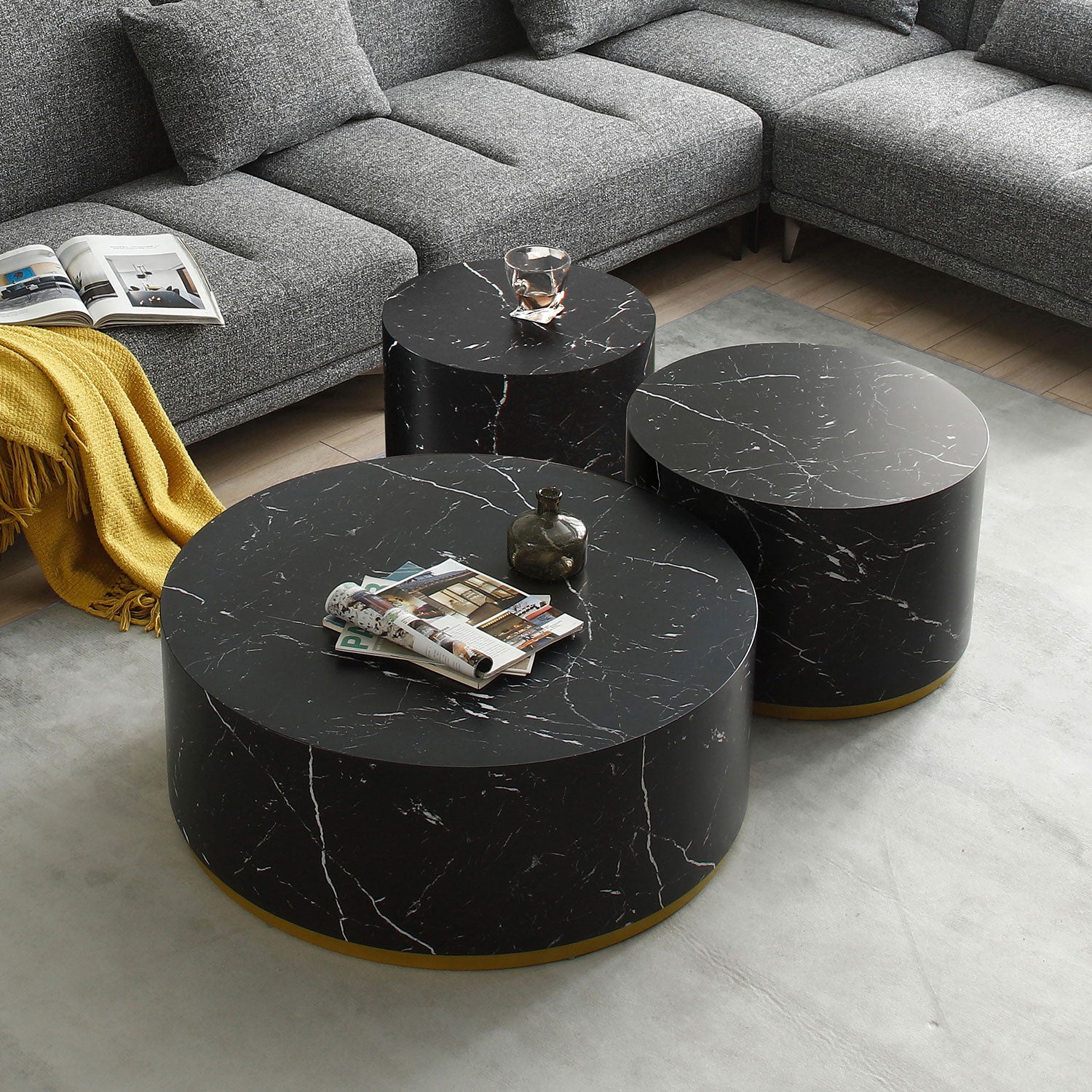 15.75Inch Round Sidetable For Living Room Fully Assembled Black Black Mdf