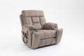 Old Age Electric Lift Chair, Flat High Density Foam Electric Sofa, With Heating And Massage Functions, Can Tilt To 180 Degrees, 2 Pocket Cup Holders, 2 Remote Controls, Dual Okin Motors Light Brown Cotton Chenille