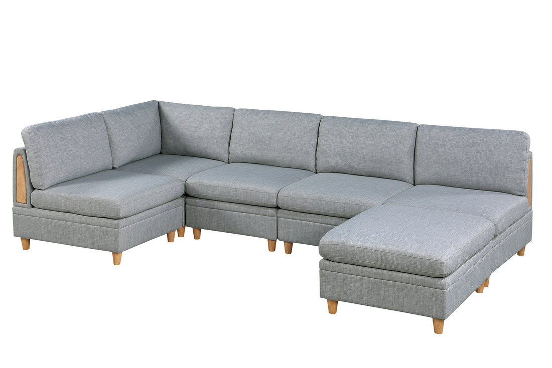 Modular Set 6Pc In Light Gray Light Gray Fabric