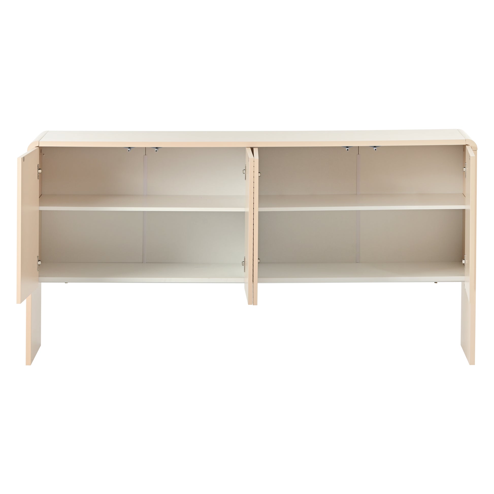 Minimalist Style 60"L Large Storage Space Sideboard With 4 Doors And Rebound Device For Living Room And Entryway Apricot Cream Apricot Cream Mdf